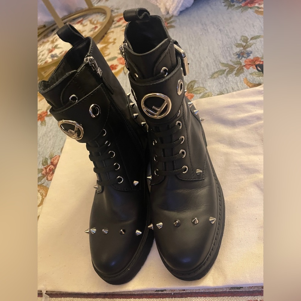 Fendi Black Studded Women's Boots Size 6 - Picture 3 of 10